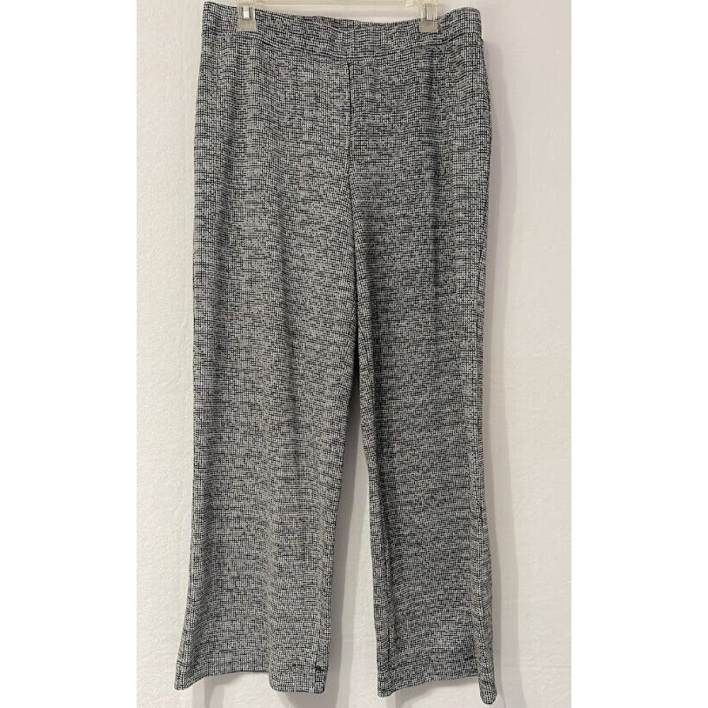 John Paul Richard Pants Women Large Black‎ White Geometric High Rise Wide Leg